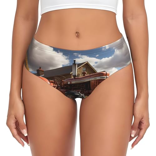 ZhRiYan Damen Slips - Weiche Stretch-Unterwäsche mit elastischem Bund, trendiges rotes Traktor-Print-Design für Komfort und Stil, Schwarz , xl von ZhRiYan