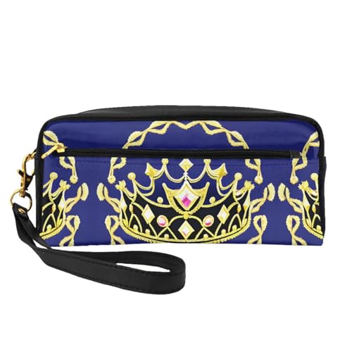 ZhRiYan Fantasy Tiara Print Leder Kleine Make-up-Tasche - Reise-Kulturbeutel für Frauen, wiederverwendbare Kosmetiktasche mit Reißverschluss, Schwarz, Einheitsgröße, Schwarz, Einheitsgröße, Schwarz von ZhRiYan