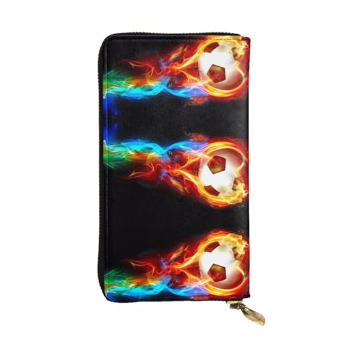 ZhRiYan Fire Dragon Roll Soccer Print Leder Lange Clutch Geldbörse - Mode Damen Personalisierte Geldbörse mit Münzfach, Schwarz, Einheitsgröße von ZhRiYan