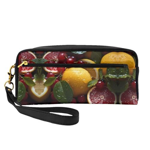 ZhRiYan Fresh Grapefruit Lemon Print Leder Kleine Make-up-Tasche - Reise-Kulturbeutel für Frauen, wiederverwendbare Kosmetiktasche mit Reißverschluss, Schwarz, Einheitsgröße, Schwarz, Einheitsgröße von ZhRiYan