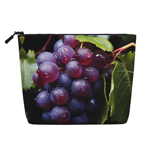 ZhRiYan Fresh Grapes Make-up-Tasche aus künstlichem Hanf, vielseitiger Reise-Kulturbeutel, wiederverwendbarer Kosmetik-Organizer mit Reißverschlusstasche, Schwarz, Einheitsgröße, Schwarz von ZhRiYan