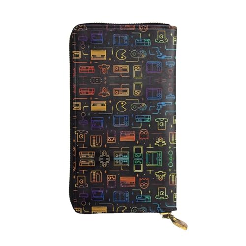 ZhRiYan Game Video Gaming Pattern Print Leder Lange Clutch Wallet - Mode Damen Personalisierte Geldbörse mit Münzfach, Schwarz, Einheitsgröße, Schwarz, Einheitsgröße, Schwarz , Einheitsgröße von ZhRiYan