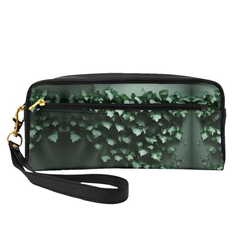 ZhRiYan Grüner Creeper Print Leder Kleine Make-up-Tasche - Reise-Kulturbeutel für Frauen, wiederverwendbare Kosmetiktasche mit Reißverschluss, Schwarz, Einheitsgröße, Schwarz, Einheitsgröße, Schwarz von ZhRiYan