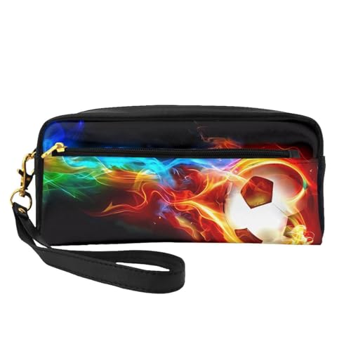 ZhRiYan Kleine Make-up-Tasche aus Leder mit Feuerdrachen-Motiv, Reise-Kulturbeutel für Damen, wiederverwendbare Kosmetiktasche mit Reißverschluss, Schwarz, Einheitsgröße, Schwarz, Einheitsgröße von ZhRiYan