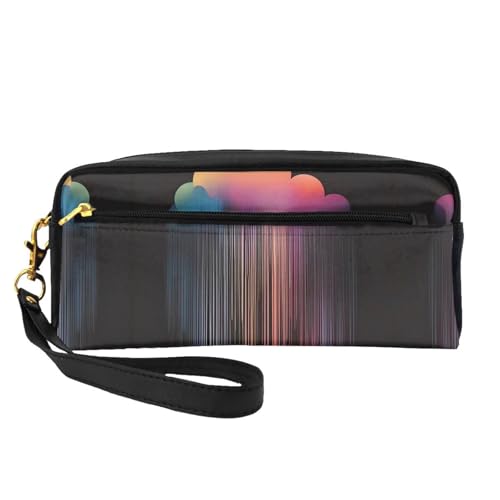 ZhRiYan Kleine Make-up-Tasche aus Leder mit Regenbogen-Regendruck, Reise-Kulturbeutel für Damen, wiederverwendbare Kosmetiktasche mit Reißverschluss, Schwarz, Einheitsgröße, Schwarz, Einheitsgröße von ZhRiYan