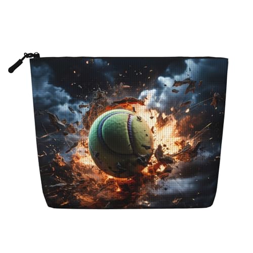 ZhRiYan Lightning Fever Make-up-Tasche aus künstlichem Hanf, vielseitiger Reise-Kulturbeutel, wiederverwendbarer Kosmetik-Organizer mit Reißverschlusstasche, Schwarz, Einheitsgröße, Schwarz von ZhRiYan