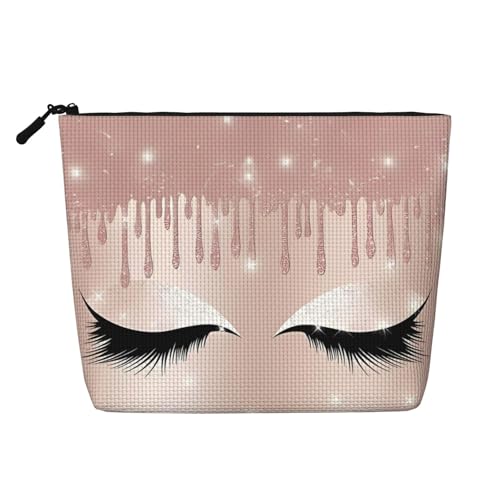 ZhRiYan Make-up-Tasche aus künstlichem Hanf in Roségold, vielseitiger Reise-Kulturbeutel, wiederverwendbarer Kosmetik-Organizer mit Reißverschlussbeutel, Schwarz, Einheitsgröße von ZhRiYan