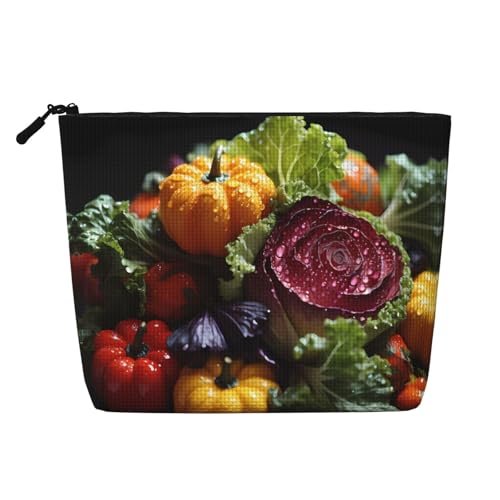 ZhRiYan Make-up-Tasche aus künstlichem Hanf mit frischem Kohl, vielseitiger Reise-Kulturbeutel, wiederverwendbarer Kosmetik-Organizer mit Reißverschlusstasche, Schwarz, Einheitsgröße, Schwarz von ZhRiYan