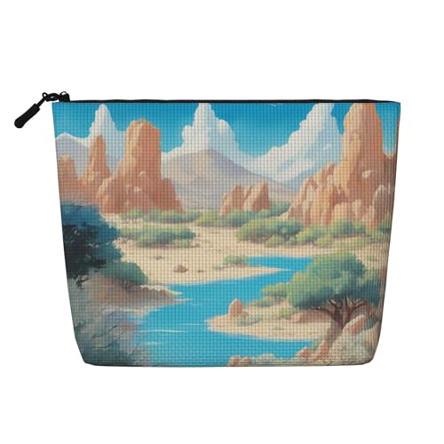 ZhRiYan Oasis in the Desert Make-up-Tasche aus künstlichem Hanf, vielseitiger Reise-Kulturbeutel, wiederverwendbarer Kosmetik-Organizer mit Reißverschlusstasche, Schwarz, Einheitsgröße, Schwarz von ZhRiYan