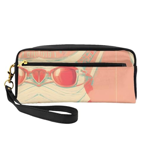 ZhRiYan Retro abstrakte Schattierungen Druck Leder kleine Make-up-Tasche - Reise-Kulturbeutel für Frauen, wiederverwendbare Kosmetiktasche mit Reißverschluss, Schwarz, Einheitsgröße, Schwarz von ZhRiYan