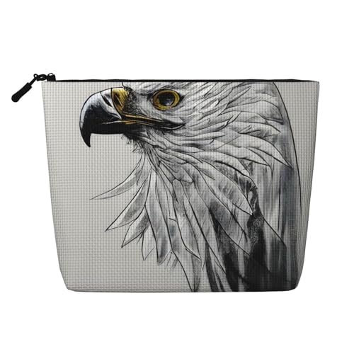 ZhRiYan Sketching an Eagle Fake Hanf Make-up-Tasche, vielseitige Reise-Kulturbeutel, wiederverwendbarer Kosmetik-Organizer mit Reißverschlusstasche, Schwarz, Einheitsgröße, Schwarz, Einheitsgröße von ZhRiYan