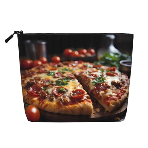ZhRiYan Tantalizing Sausage Pizza Fake Hanf Make-up-Tasche - Vielseitige Reise-Kulturbeutel, wiederverwendbarer Kosmetik-Organizer mit Reißverschlusstasche, Schwarz, Einheitsgröße, Schwarz von ZhRiYan