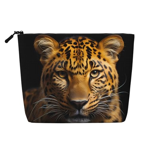 ZhRiYan The Deep Eyed Leopard Fake Hanf Make-up-Tasche, vielseitige Reise-Kulturbeutel, wiederverwendbarer Kosmetik-Organizer mit Reißverschlusstasche, Schwarz, Einheitsgröße, Schwarz, Einheitsgröße von ZhRiYan
