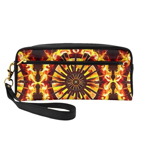 ZhRiYan Turning the Flame Print Leder Kleine Make-up-Tasche - Reise-Kulturbeutel für Frauen, wiederverwendbare Kosmetiktasche mit Reißverschluss, Schwarz, Einheitsgröße, Schwarz, Einheitsgröße von ZhRiYan