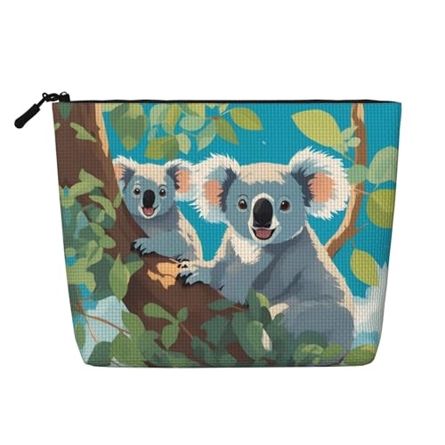 ZhRiYan Two Happy Koalas Make-up-Tasche aus künstlichem Hanf, vielseitiger Reise-Kulturbeutel, wiederverwendbarer Kosmetik-Organizer mit Reißverschlusstasche, Schwarz, Einheitsgröße, Schwarz von ZhRiYan