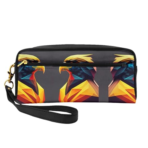 ZhRiYan Vector Print Kleine Make-up-Tasche aus Leder - Reise-Kulturbeutel für Frauen, wiederverwendbare Kosmetiktasche mit Reißverschluss, Schwarz, Einheitsgröße, Schwarz, Einheitsgröße, Schwarz von ZhRiYan