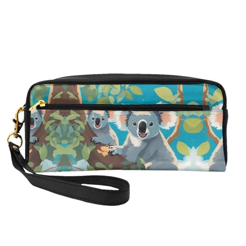 ZhRiYan Zwei glückliche Koalas Print Leder kleine Make-up-Tasche - Reise-Kulturbeutel für Frauen, wiederverwendbare Kosmetiktasche mit Reißverschluss, Schwarz, Einheitsgröße, Schwarz, Einheitsgröße von ZhRiYan