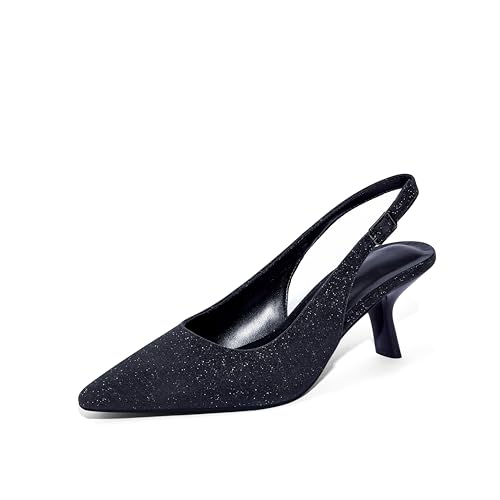 Zhabtuc Damen Pumps Slingback Sandalen Pumps für Damen Pointed Toe Slip-on Stöckelschuhe für Party Hochzeit Abschlussfeier Hohe Schuhe mit Pfennigabsatz, 38.5 von Zhabtuc