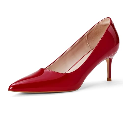 Zhabtuc Damen Pumps mit Spitzem Zehen - 6cm Absatz, Bequeme Büroschuhe, Unverzichtbare Abendschuhe, Rot, 38.5 EU von Zhabtuc