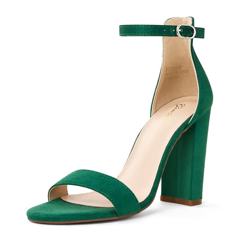 Zhabtuc Damen Sandalen Elegante Blockabsatz Peep Toe Abendschuhe, Grün, 37 EU von Zhabtuc