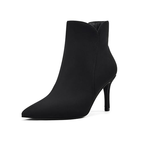 Zhabtuc Damen-Stiefeletten mit 8 cm Absatz, Sexy Spitze Zehen, Modische Abend- und Partyschuhe mit Seitlichem Reißverschluss, Schwarzes Wildleder, 38 EU Zhabtuc Damen-Stiefeletten mit 8 cm Absatz, Sexy Spitze Zehen, Modische Abend- und Partyschuhe mit Seitlichem Reißverschluss, Schwarzes Wildleder, 38 EU von Zhabtuc