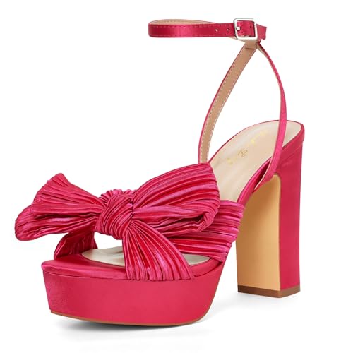 Zhabtuc Vintage Schleife Riemchen Plateauschuhe mit klobigen Blockabsätzen Satin-Schleifenknoten Runde Zehen Sandalen 11 cm für Abschlussball, Rosa, 39 EU Zhabtuc Vintage Schleife Riemchen Plateauschuhe mit klobigen Blockabsätzen Satin-Schleifenknoten Runde Zehen Sandalen 11 cm für Abschlussball, Rosa, 39 EU von Zhabtuc