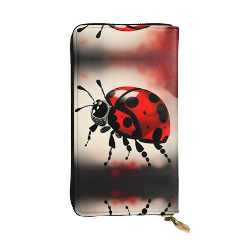 Art Ladybug Tracks Print Leder Lange Clutch Geldbörse – modisch, personalisiert mit mehreren Kartenfächern, Reißverschlusstasche, Schwarz , Einheitsgröße von ZhanGM
