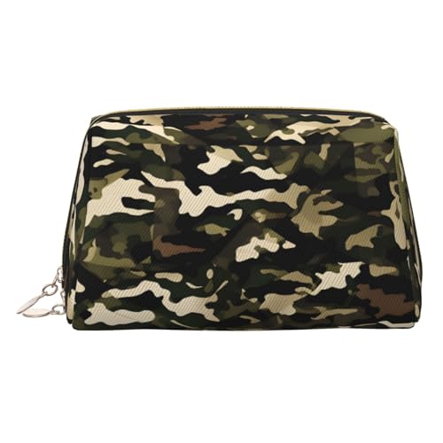 Goldfarbene Make-up-Tasche aus Leder, Camouflage-Druck, Reise-Kosmetiktasche für Damen, Reißverschluss, ideales Geschenk für Reisende, gold, Einheitsgröße Goldfarbene Make-up-Tasche aus Leder, Camouflage-Druck, Reise-Kosmetiktasche für Damen, Reißverschluss, ideales Geschenk für Reisende, gold, Einheitsgröße von ZhanGM