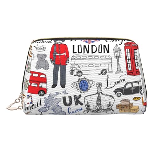 Goldfarbene Make-up-Tasche aus Leder – "I Love London", Reise-Kosmetiktasche für Damen, Reißverschluss, ideales Geschenk für Reisende, gold, Einheitsgröße Goldfarbene Make-up-Tasche aus Leder – "I Love London", Reise-Kosmetiktasche für Damen, Reißverschluss, ideales Geschenk für Reisende, gold, Einheitsgröße von ZhanGM