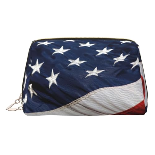 Goldfarbene Make-up-Tasche aus Leder – amerikanische Flagge, Reise-Kosmetiktasche für Damen, Reißverschluss, ideales Geschenk für Reisende, gold, Einheitsgröße Goldfarbene Make-up-Tasche aus Leder – amerikanische Flagge, Reise-Kosmetiktasche für Damen, Reißverschluss, ideales Geschenk für Reisende, gold, Einheitsgröße von ZhanGM