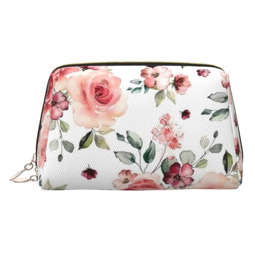 Goldfarbene Make-up-Tasche aus Leder – mit Rosen-Aufdruck, Reise-Kosmetiktasche für Damen, mit Reißverschluss, ideales Geschenk für Reisende, gold, Einheitsgröße Goldfarbene Make-up-Tasche aus Leder – mit Rosen-Aufdruck, Reise-Kosmetiktasche für Damen, mit Reißverschluss, ideales Geschenk für Reisende, gold, Einheitsgröße von ZhanGM
