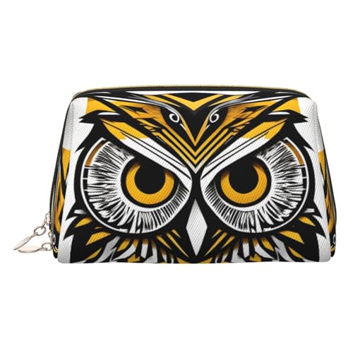 Goldfarbene Make-up-Tasche aus Leder – niedliches Eulenmuster, Reise-Kosmetiktasche für Damen, Reißverschluss, ideales Geschenk für Reisende, gold, Einheitsgröße Goldfarbene Make-up-Tasche aus Leder – niedliches Eulenmuster, Reise-Kosmetiktasche für Damen, Reißverschluss, ideales Geschenk für Reisende, gold, Einheitsgröße von ZhanGM