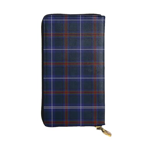 Lange Clutch aus Leder mit gestreiftem Karomuster, modisch, personalisierbar mit mehreren Kartenfächern, Reißverschlussfach, Schwarz , Einheitsgröße von ZhanGM