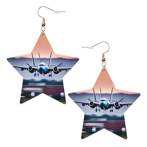 Weiße Leder-Stern-Ohrringe für Frauen – Fliegenflugzeug-Druck, baumelnder Schmuck, Partygeschenke und modische Accessoires, Einheitsgröße, Leder Weiße Leder-Stern-Ohrringe für Frauen – Fliegenflugzeug-Druck, baumelnder Schmuck, Partygeschenke und modische Accessoires, Einheitsgröße, Leder von ZhanGM