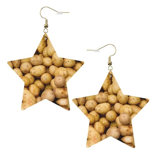 Weiße Leder-Stern-Ohrringe für Frauen – Gartenkartoffel-Druck, baumelnder Schmuck, Partygeschenke und modische Accessoires, Einheitsgröße, Leder Weiße Leder-Stern-Ohrringe für Frauen – Gartenkartoffel-Druck, baumelnder Schmuck, Partygeschenke und modische Accessoires, Einheitsgröße, Leder von ZhanGM