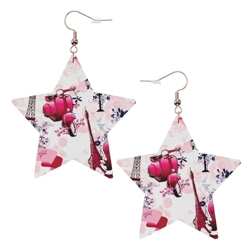 Weiße Leder-Stern-Ohrringe für Frauen – Paris Eiffelturm Frankreich Druck baumelnder Schmuck, Partygeschenke und modische Accessoires, Einheitsgröße, Leder Weiße Leder-Stern-Ohrringe für Frauen – Paris Eiffelturm Frankreich Druck baumelnder Schmuck, Partygeschenke und modische Accessoires, Einheitsgröße, Leder von ZhanGM