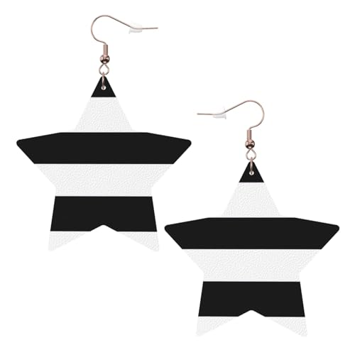 Weiße Leder-Stern-Ohrringe für Frauen – Streifen schwarz weiß Druck baumeln Schmuck, Partygeschenke und modische Accessoires, Einheitsgröße, Leder Weiße Leder-Stern-Ohrringe für Frauen – Streifen schwarz weiß Druck baumeln Schmuck, Partygeschenke und modische Accessoires, Einheitsgröße, Leder von ZhanGM