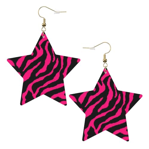 Weiße Leder-Stern-Ohrringe für Frauen – Zebra-Tiger-Leoparden-Druck, baumelnder Schmuck, Partygeschenke und modische Accessoires, Einheitsgröße, Leder Weiße Leder-Stern-Ohrringe für Frauen – Zebra-Tiger-Leoparden-Druck, baumelnder Schmuck, Partygeschenke und modische Accessoires, Einheitsgröße, Leder von ZhanGM