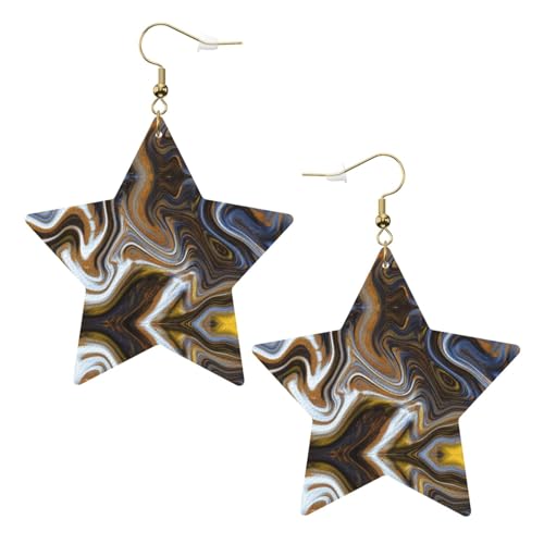 Weiße Leder-Stern-Ohrringe für Frauen – abstrakte Marmor-Tinte, Textur, baumelnder Schmuck, Partygeschenke und modische Accessoires, Einheitsgröße, Leder Weiße Leder-Stern-Ohrringe für Frauen – abstrakte Marmor-Tinte, Textur, baumelnder Schmuck, Partygeschenke und modische Accessoires, Einheitsgröße, Leder von ZhanGM