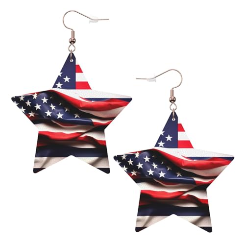Weiße Leder-Stern-Ohrringe für Frauen – amerikanischer Flaggen-Druck, baumelnder Schmuck, Partygeschenke und modische Accessoires, Einheitsgröße, Leder Weiße Leder-Stern-Ohrringe für Frauen – amerikanischer Flaggen-Druck, baumelnder Schmuck, Partygeschenke und modische Accessoires, Einheitsgröße, Leder von ZhanGM