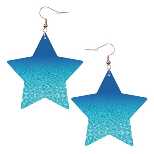 Weiße Leder-Stern-Ohrringe für Frauen – ruhiger Unterwasser-Landschafts-Druck, baumelnder Schmuck, Partygeschenke und modische Accessoires, Einheitsgröße, Leder Weiße Leder-Stern-Ohrringe für Frauen – ruhiger Unterwasser-Landschafts-Druck, baumelnder Schmuck, Partygeschenke und modische Accessoires, Einheitsgröße, Leder von ZhanGM
