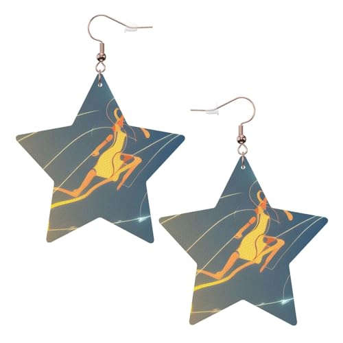 Weiße Leder-Stern-Ohrringe für Frauen – springende Musiknoten-Druck, baumelnder Schmuck, Partygeschenke und modische Accessoires, Einheitsgröße, Leder Weiße Leder-Stern-Ohrringe für Frauen – springende Musiknoten-Druck, baumelnder Schmuck, Partygeschenke und modische Accessoires, Einheitsgröße, Leder von ZhanGM