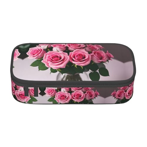 ZhanGM Federmäppchen mit rosa Marmor-Texturdruck, Mehrzweck-Stift-Organizer, Schulbedarf, Schreibwaren, Make-up und Bürogebrauch, Rosa Rosen, Einheitsgröße, Schulranzen von ZhanGM
