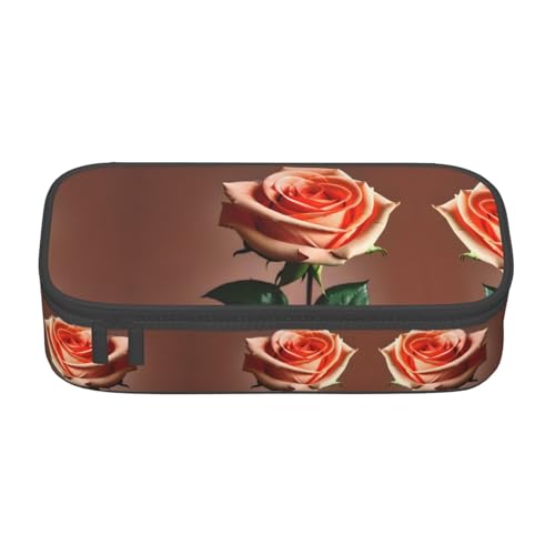 ZhanGM Federmäppchen mit rotem Kirschenmuster – Mehrzweck-Stift-Organizer, Schulbedarf, Schreibwaren, Make-up und Bürogebrauch, Orange, Rosa, Rose, Einheitsgröße, Schulranzen von ZhanGM