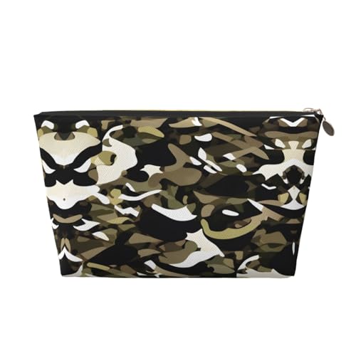 Reise-Kulturbeutel aus Leder, wiederverwendbar, Camouflage-Muster, Kosmetik, Make-up, Zubehör, Organizer, Damengeldbörse mit Reißverschluss, goldfarben, gold, Einheitsgröße Reise-Kulturbeutel aus Leder, wiederverwendbar, Camouflage-Muster, Kosmetik, Make-up, Zubehör, Organizer, Damengeldbörse mit Reißverschluss, goldfarben, gold, Einheitsgröße von ZhanMg