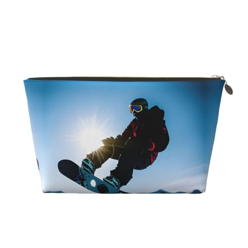 Reise-Kulturbeutel aus Leder, wiederverwendbar, für Snowboarden, Bilder, Kosmetik, Make-up, Zubehör, Organizer, Damengeldbörse mit Reißverschluss, goldfarben, gold, Einheitsgröße Reise-Kulturbeutel aus Leder, wiederverwendbar, für Snowboarden, Bilder, Kosmetik, Make-up, Zubehör, Organizer, Damengeldbörse mit Reißverschluss, goldfarben, gold, Einheitsgröße von ZhanMg