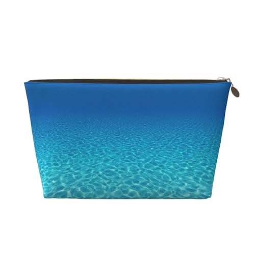 Reise-Kulturbeutel aus Leder, wiederverwendbar, ruhig, Unterwasserlandschaft, Kosmetik, Make-up, Zubehör, Organizer, Damengeldbörse mit Reißverschluss, goldfarben, gold, Einheitsgröße Reise-Kulturbeutel aus Leder, wiederverwendbar, ruhig, Unterwasserlandschaft, Kosmetik, Make-up, Zubehör, Organizer, Damengeldbörse mit Reißverschluss, goldfarben, gold, Einheitsgröße von ZhanMg