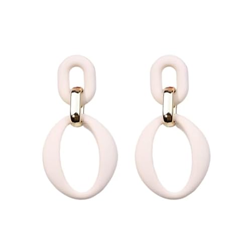 80er Jahre Retro Neon Ohrringe 60er 70er Jahre Acryl Mode Rechteck Quadratisch Oval Hoop Statement Tropfen Ohrringe Bohemian Sommer Schmuck für Frauen (Weiß Oval) von Zhang shine