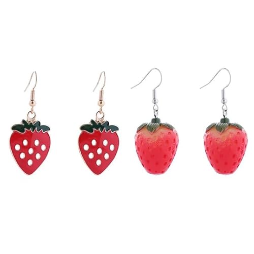 Süße Erdbeer-Ohrringe, lustig, leicht, Acrylharz, süße Sommer-Ohrringe für Damen, Party-Schmuck, Geschenk, 2 Paar (Set 3) von Zhang shine