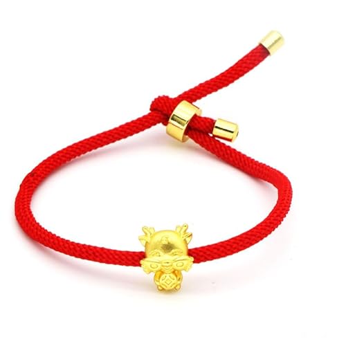 Zhang shine Chinesisches Sternzeichen-Armband mit Drachen, Glücksbringer, rote Schnur, verstellbarer Charm, Stretch-Armband, Tier, verheißungsvoll für Frauen, Schmuck, Geschenke (Stil 4) von Zhang shine